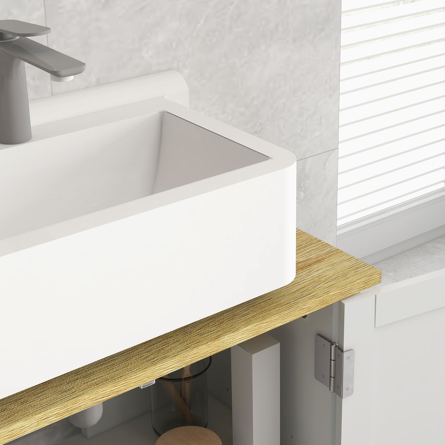 Kleankin Under Sink Bathroom Cabinet For Basin Without Pedestal White Space Saving Storage Organizer For Small Bathrooms