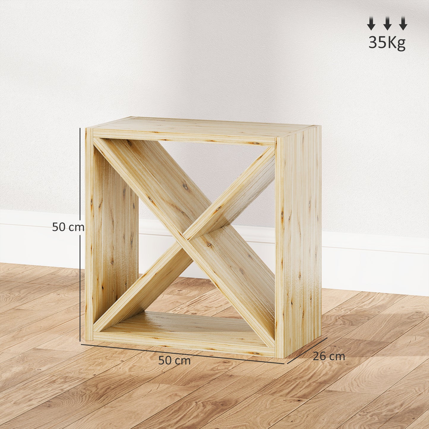 HOMCOM Set Of 2 Wooden Wine Rack X Shaped Tabletop Storage Holder For 24 Bottles Natural Wood