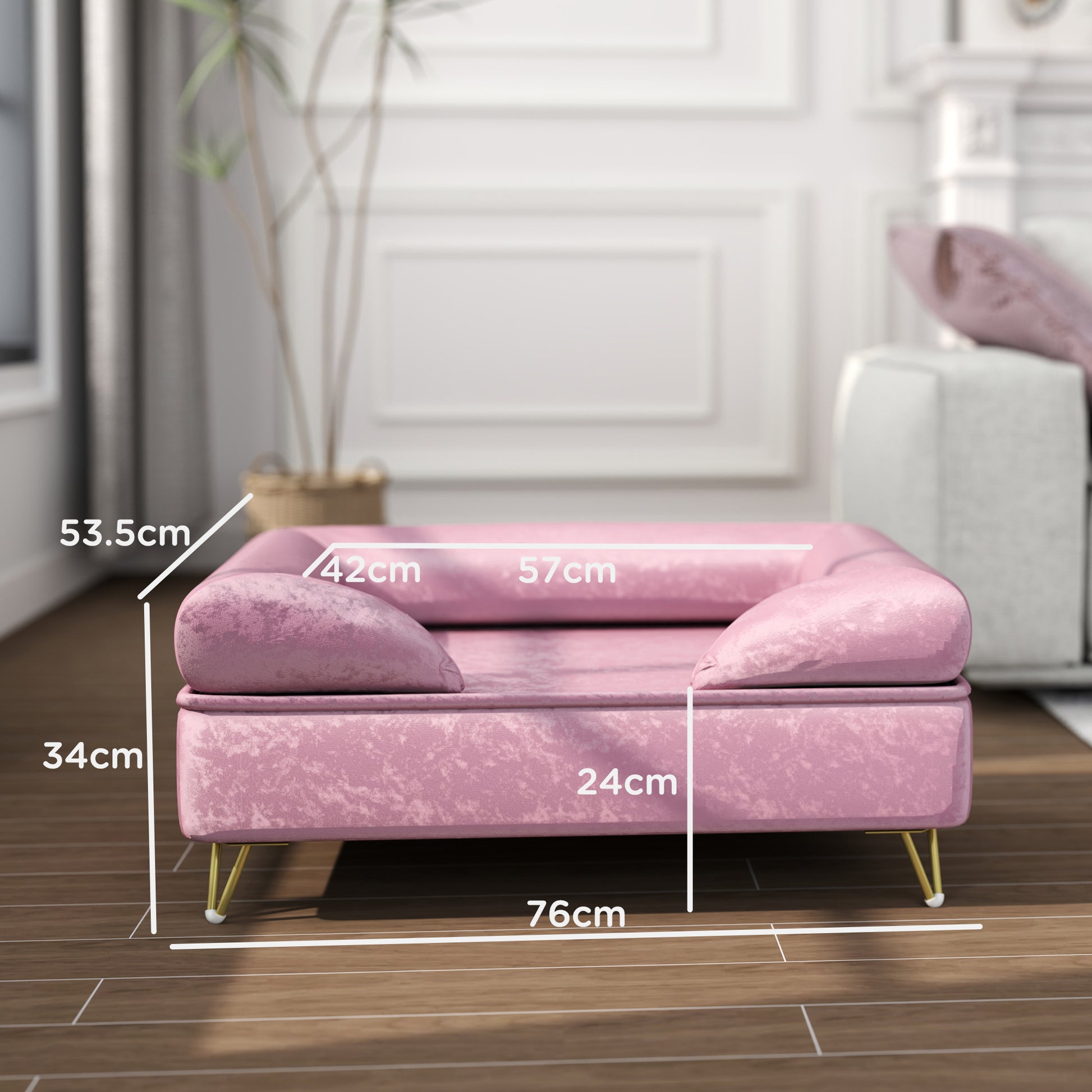 PawHut Luxurious Pink Dog Sofa with Removable Backrest and Washable Cover for Small to Medium Pets - ALL4U RETAILER LTD