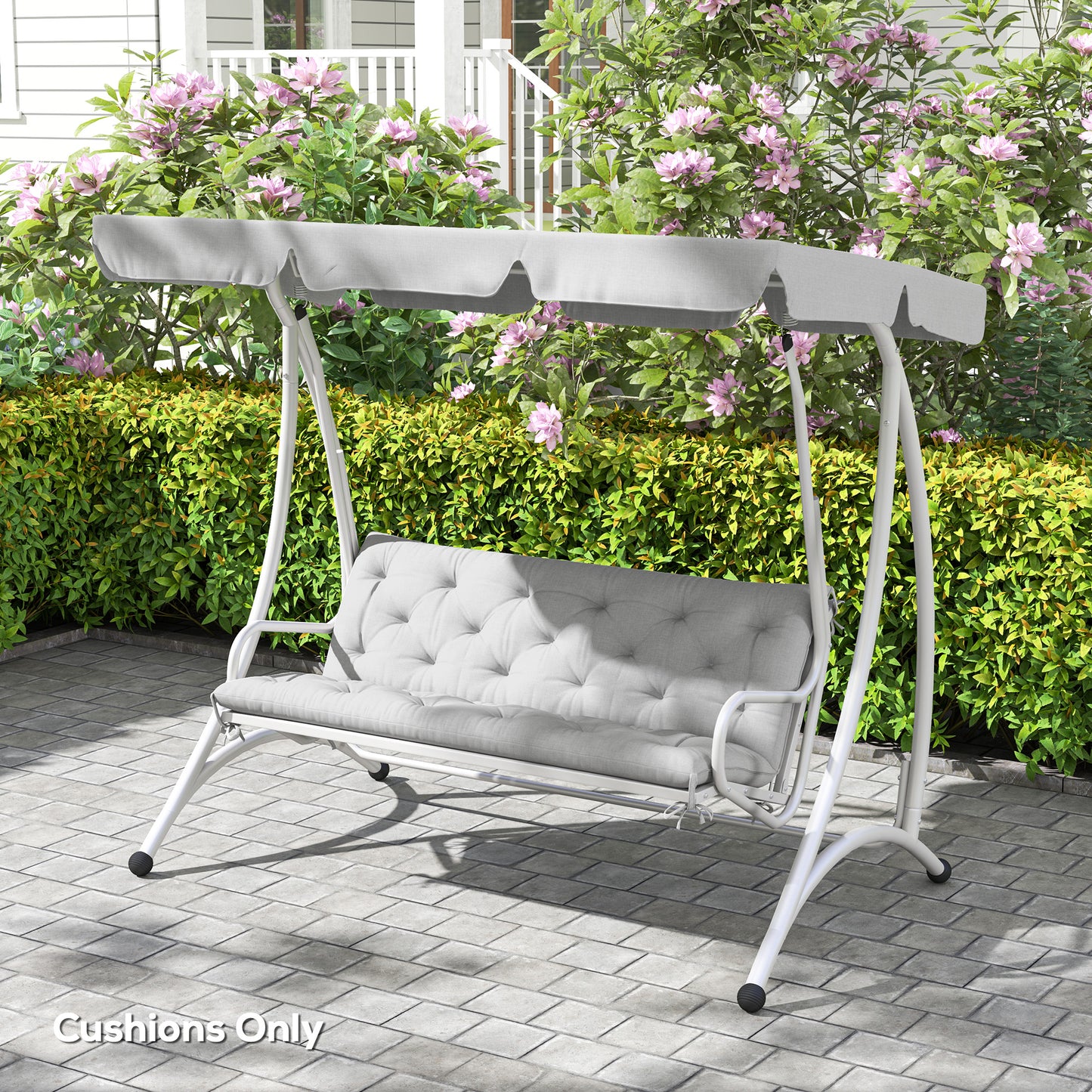 Outsunny Three Seater Bench Cushion Light Grey Outdoor Replacement Cushion For Metal And Wood Benches Splash Resistant