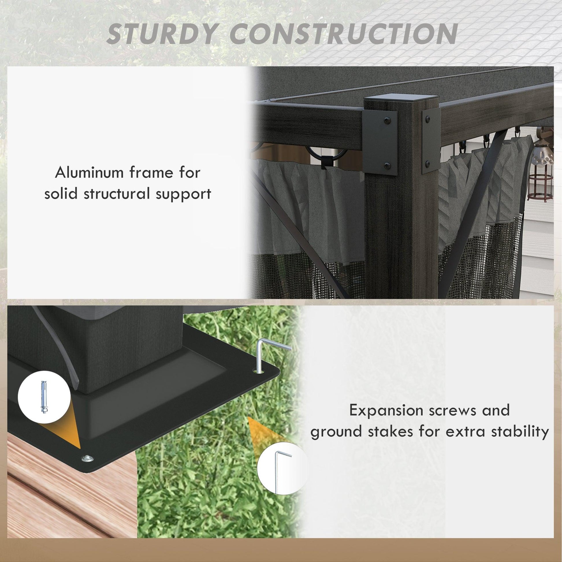 Outsunny 3 x 4m Retractable Pergola, Garden Gazebo Shelter with Nettings, for Grill, Patio, Deck, Dark Grey - ALL4U RETAILER LTD