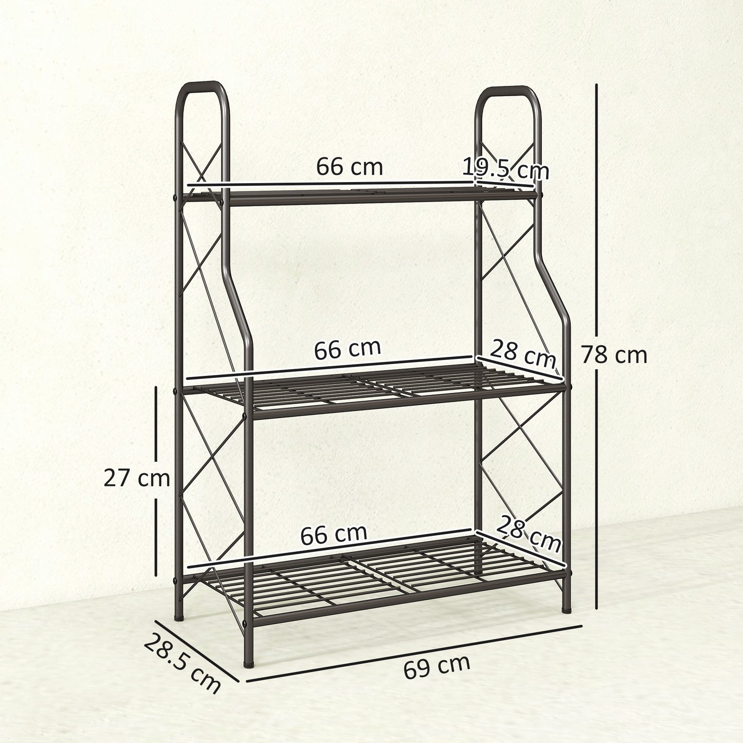Outsunny 3 Tier Metal Plant Stand Heavy Duty Ladder Shelf Potted Plants Display Rack Indoor Outdoor Flower Pot Holder