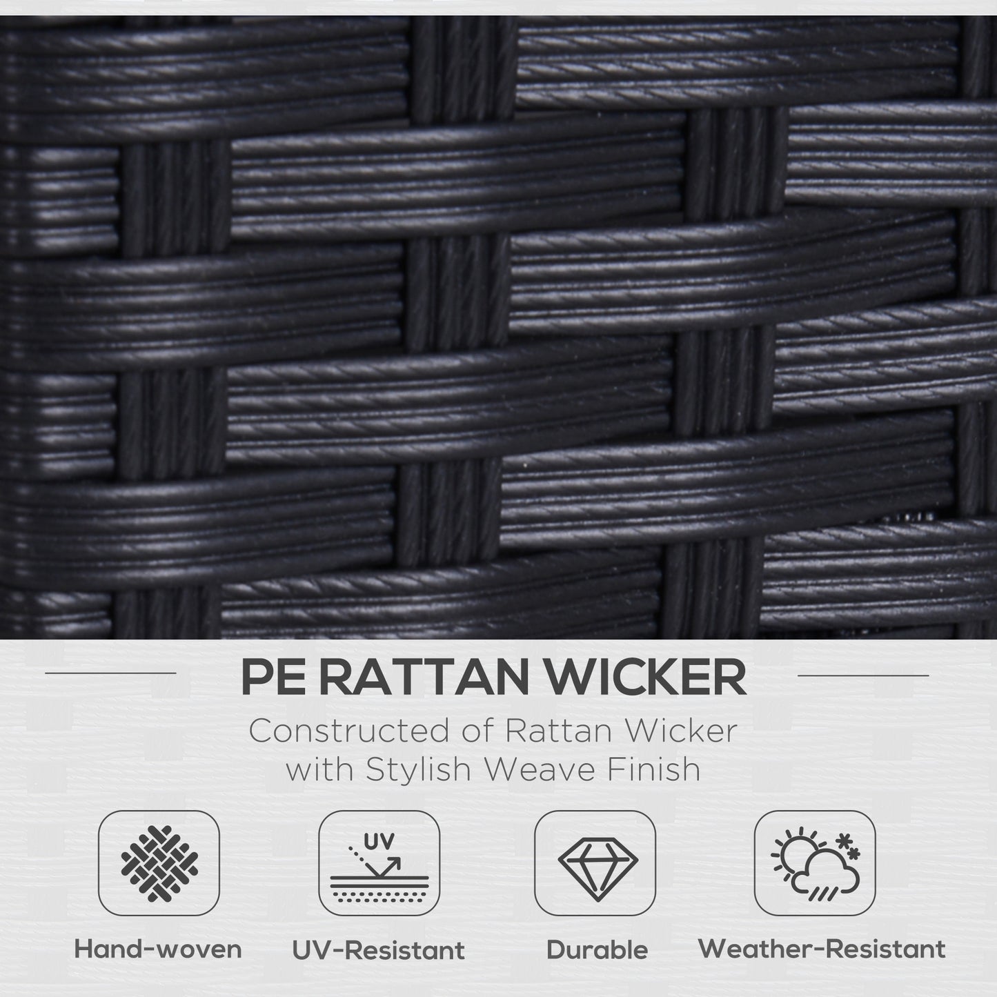 Outsunny Rattan 2 Seater Sofa For Garden With Cushions And Armrests Black Wicker Loveseat For Patio