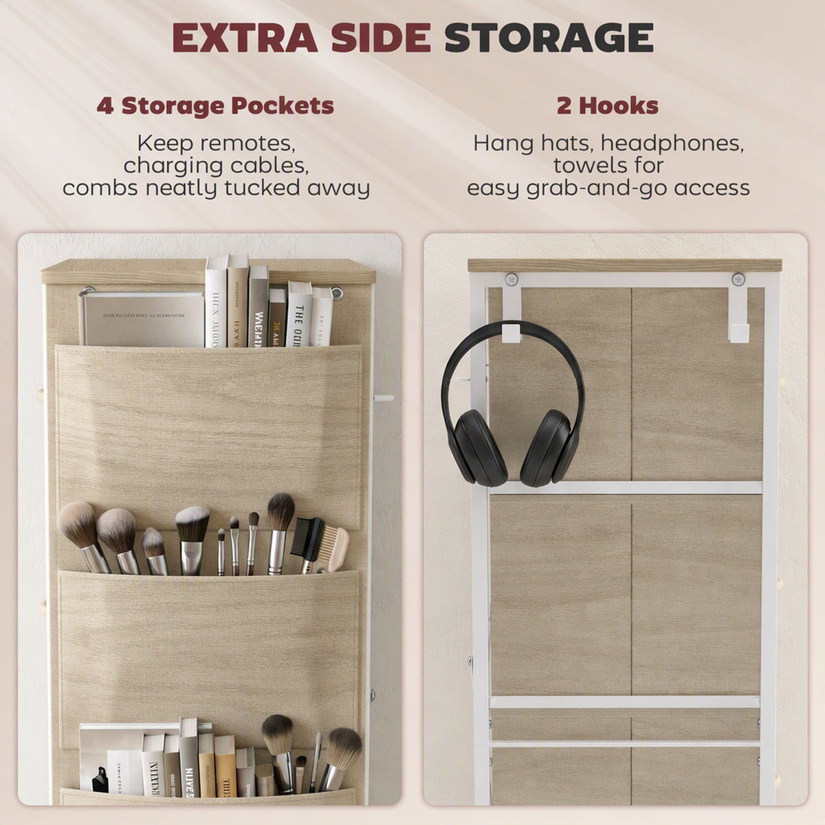 HOMCOM 8 Drawer Fabric Dresser with Side Storage Bag and Hooks