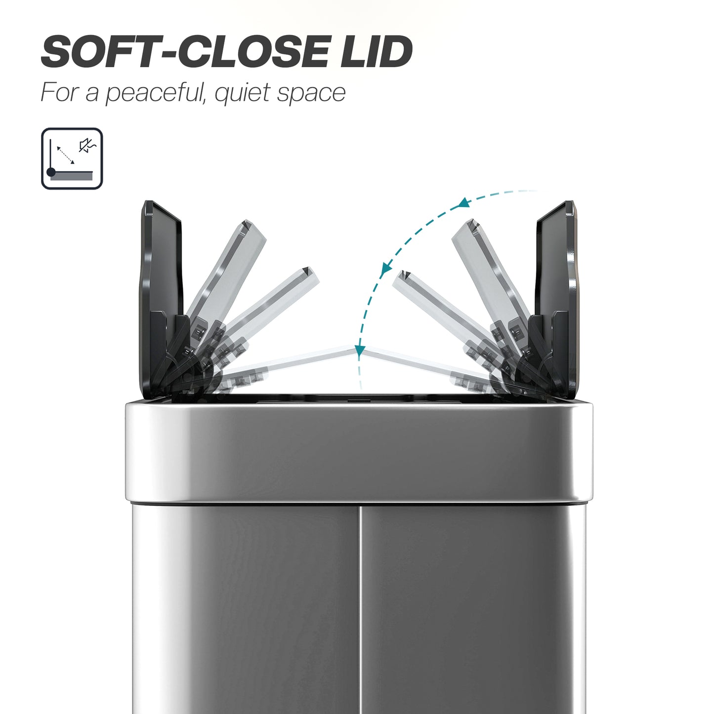 HOMCOM 55L Sensor Bin Large Automatic Touchless Rubbish Bin With Soft Close Lid Silver Tone