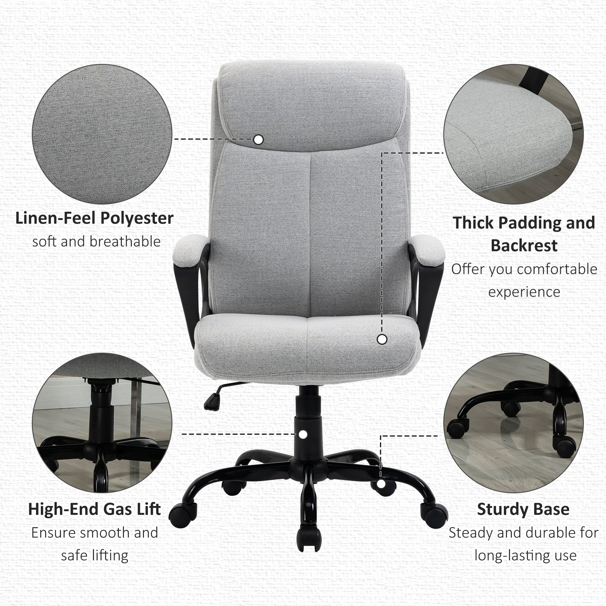 Vinsetto Premium High Back Ergonomic Office Chair with Adjustable Height and Padded Armrests - ALL4U RETAILER LTD