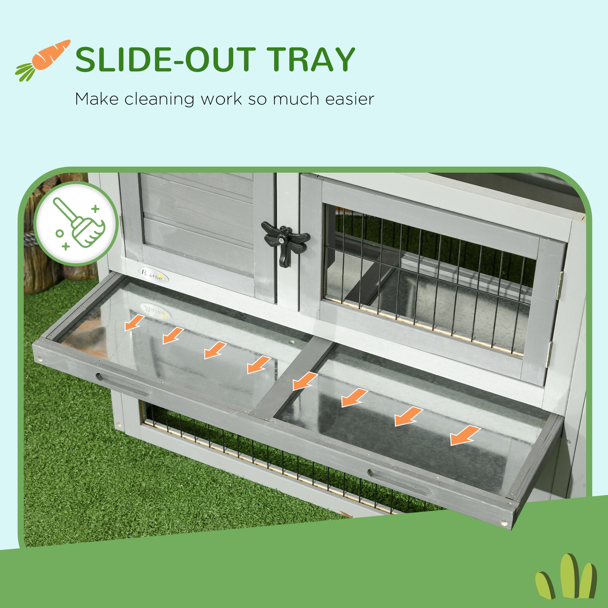 PawHut Elegant Grey Wooden Rabbit Hutch with Outdoor Run for Small Pets - ALL4U RETAILER LTD