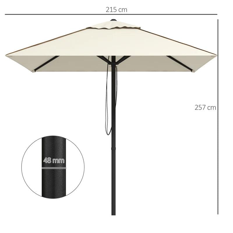 Outsunny Patio Parasol Umbrella with Vent - Beige Garden Market Table Sun Shade Canopy with Piping Side, Outdoor Umbrella for Enhanced Comfort - ALL4U RETAILER LTD