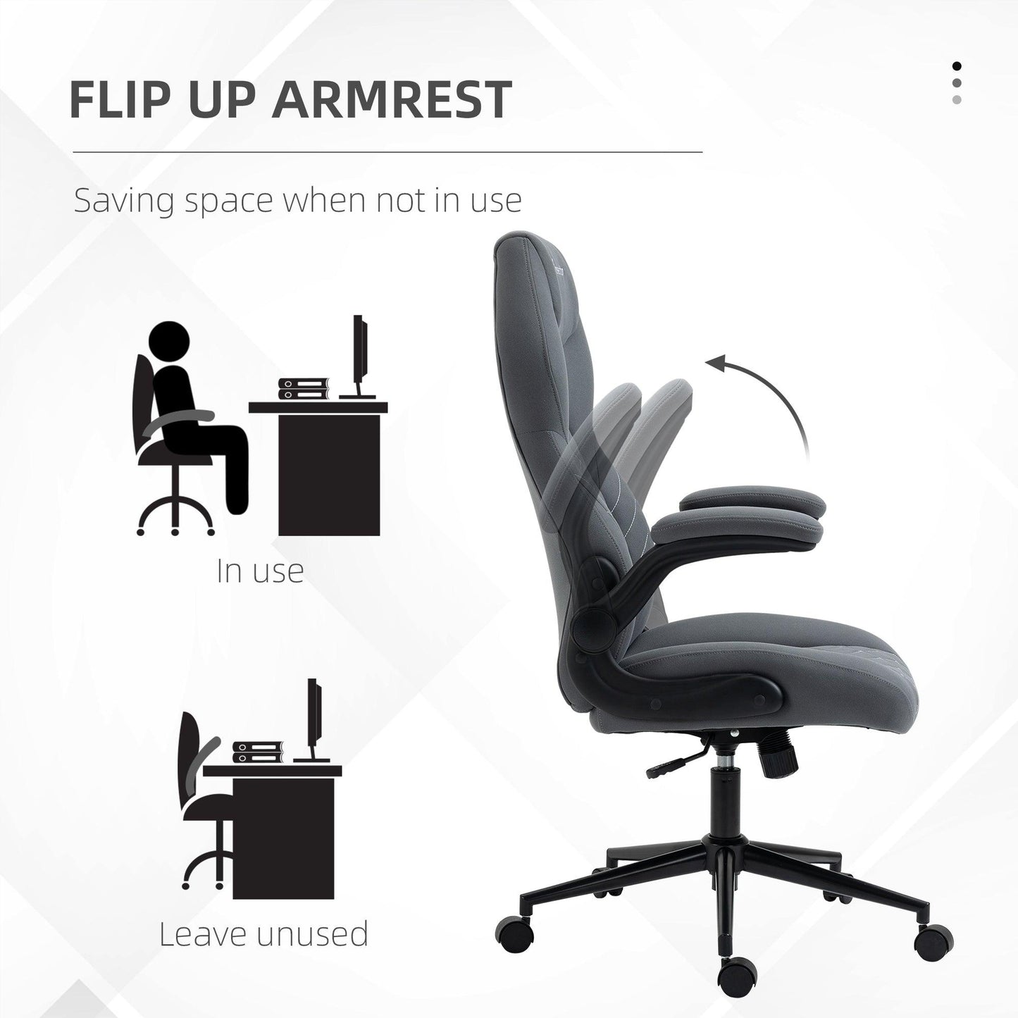 Vinsetto Dark Grey Swivel Desk Chair with Flip Up Armrests - ALL4U RETAILER LTD