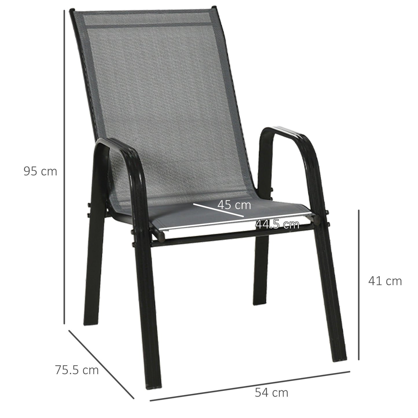 Outsunny 4-Piece Stackable Patio Dining Chairs, Dark Grey - ALL4U RETAILER LTD