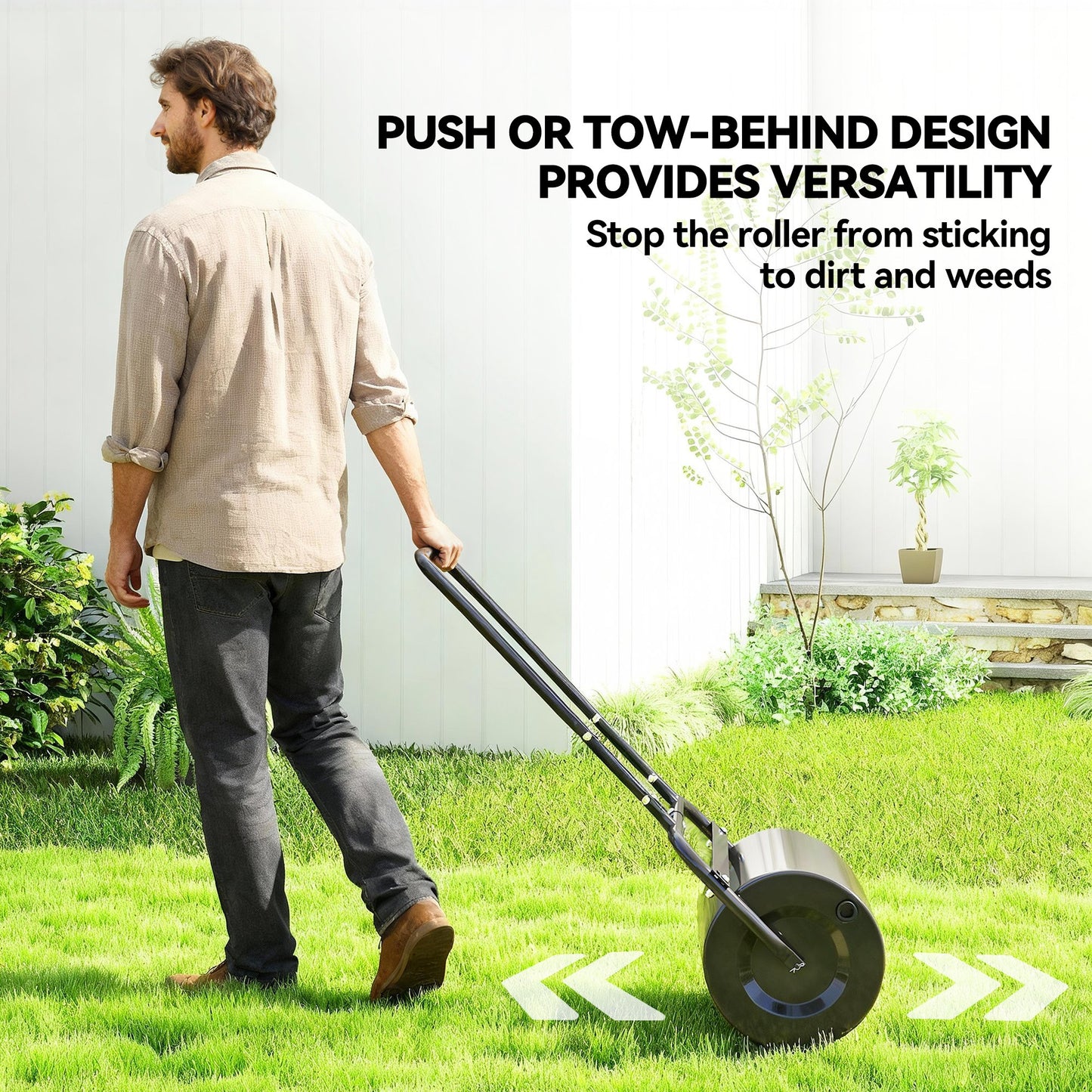 Outsunny 38L Fillable Cylinder Steel Lawn Roller Black for Flattening Lawns and Seedbeds