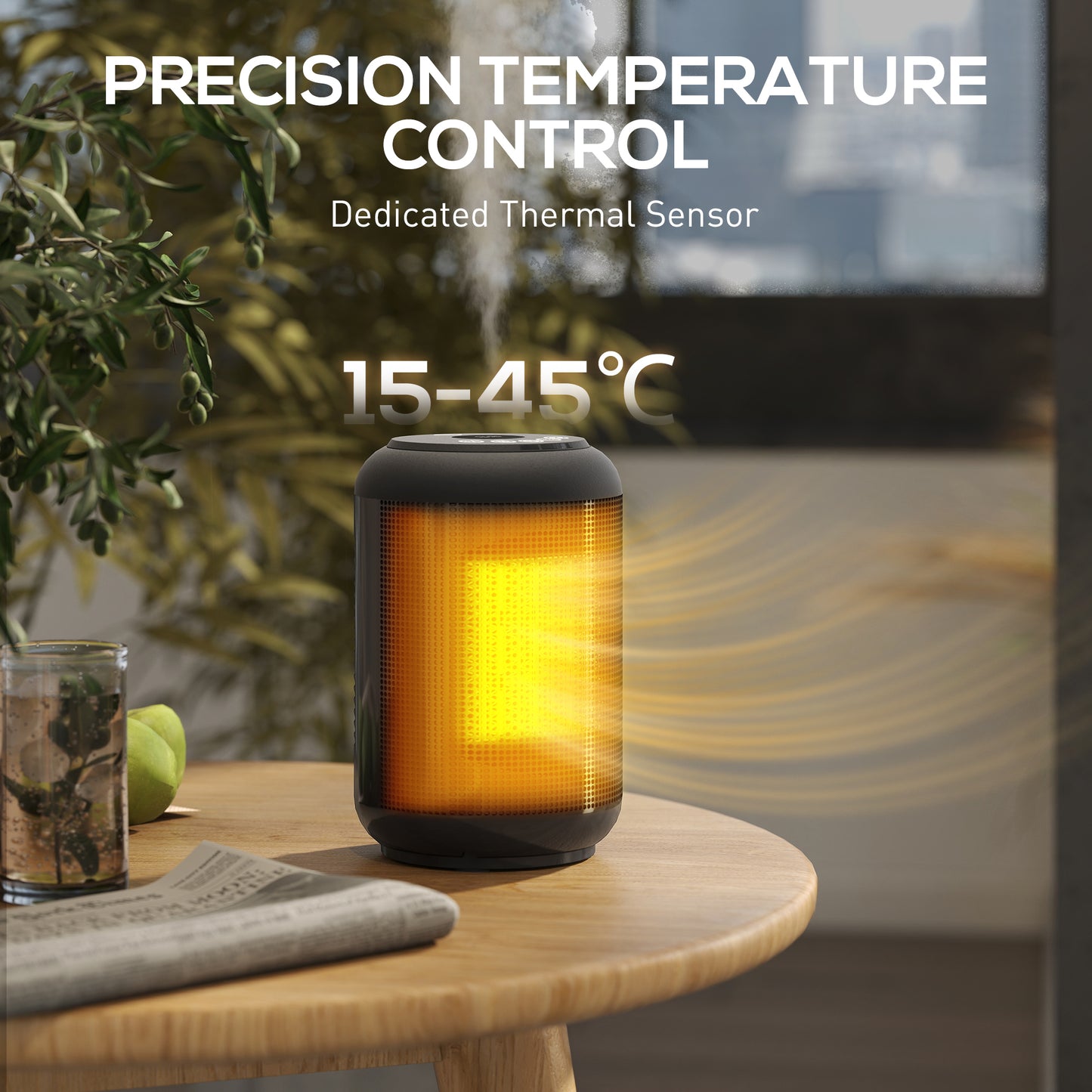 HOMCOM 1500W Ceramic Electric Heater With Fan Oscillation And Timer For Quick Warmth And Dual Safety Protection Black