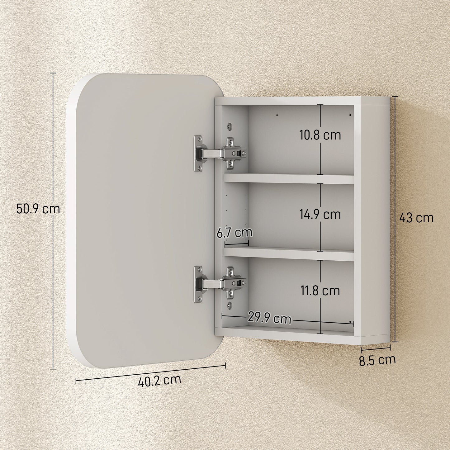 HOMCOM White Bathroom Medicine Cabinet With Mirror And Adjustable Shelves Soft Close Hinges