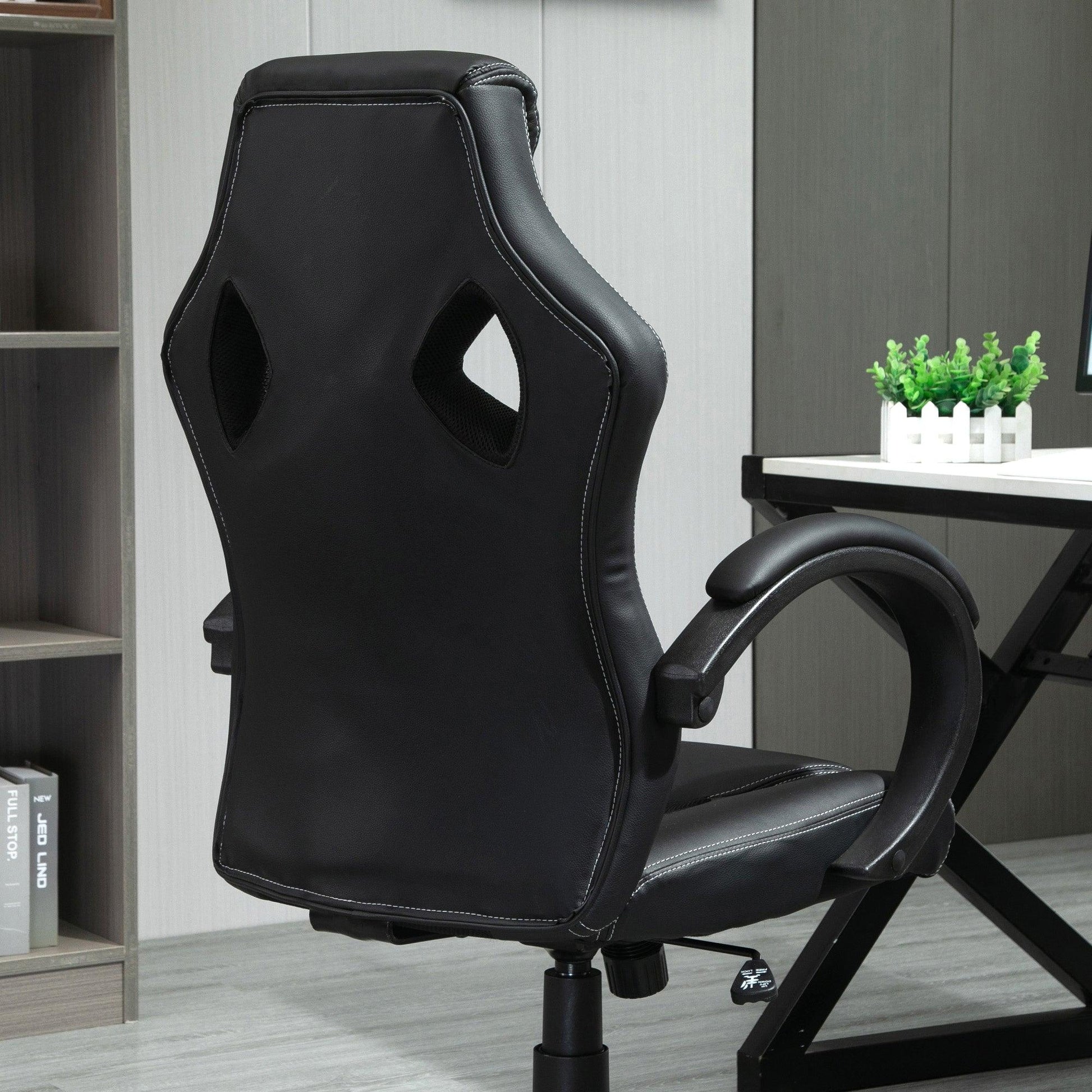 Vinsetto High Back Faux Leather Office Chair, Black - ALL4U RETAILER LTD