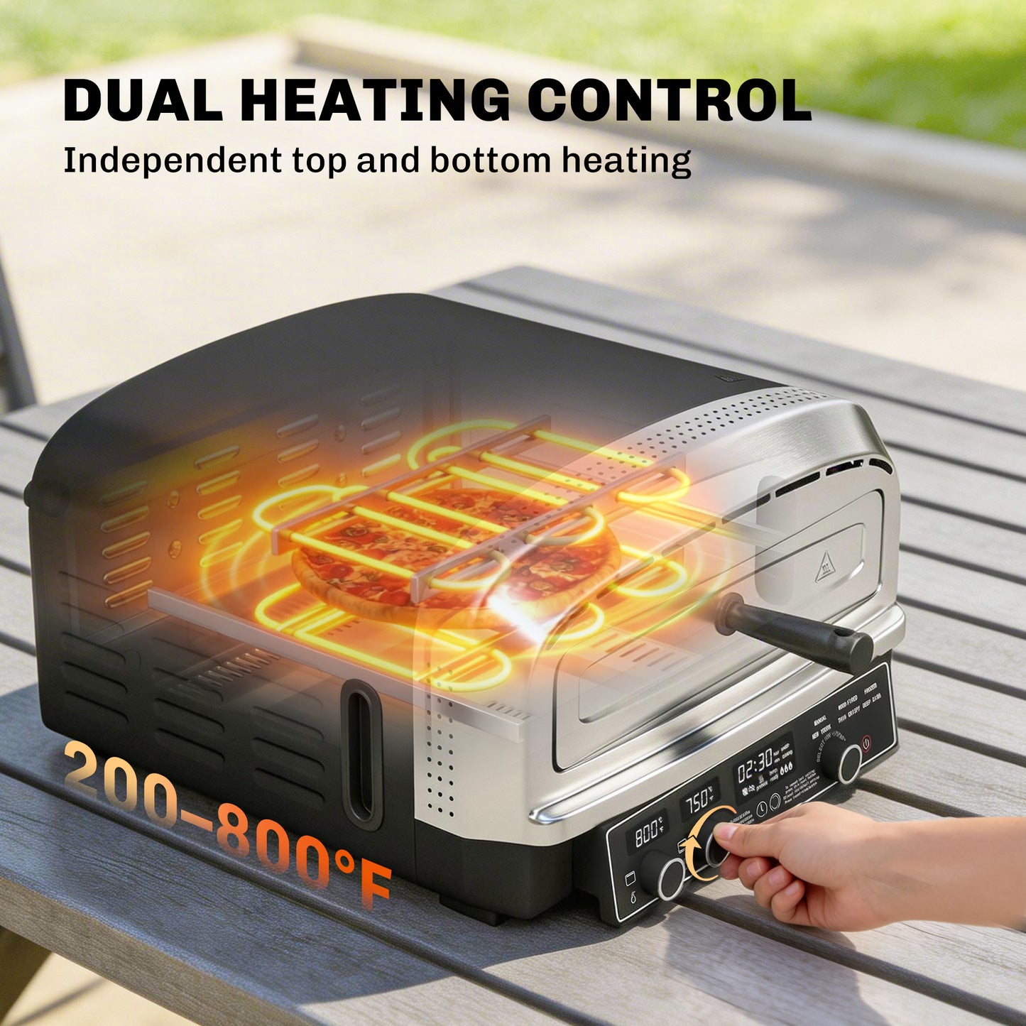 Outsunny Outdoor Electric Pizza Oven with Dual Heat Control and Six Presets 37 cm Stone and Peel