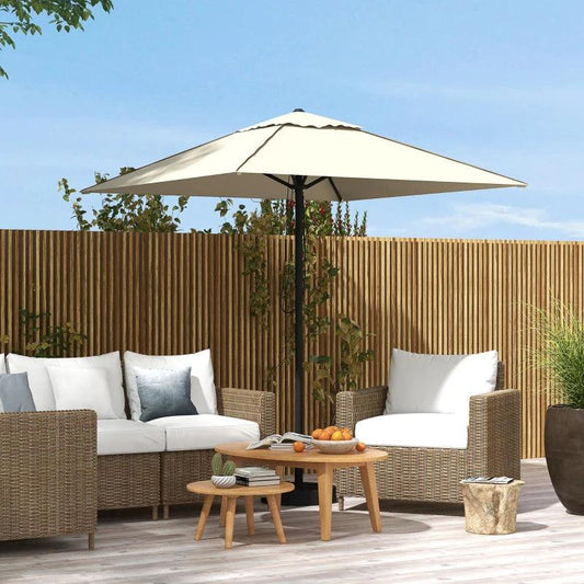 Outsunny Patio Parasol Umbrella with Vent - Beige Garden Market Table Sun Shade Canopy with Piping Side, Outdoor Umbrella for Enhanced Comfort - ALL4U RETAILER LTD