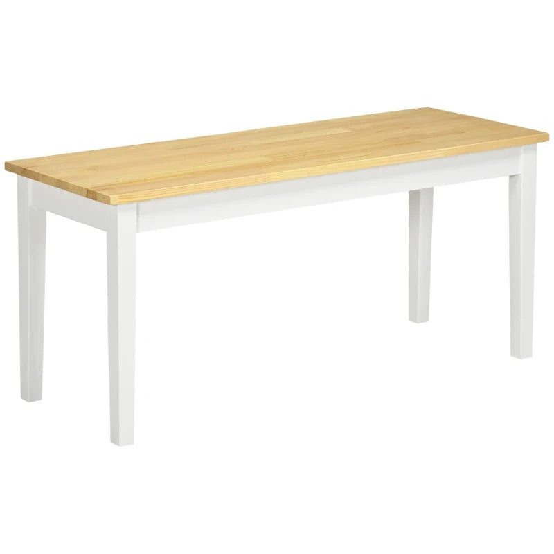 HOMCOM 102 cm Wood Dining Bench for 2 People | Wooden Bench for Kitchen, Dining Room, Entryway | Natural Wood Effect - ALL4U RETAILER LTD