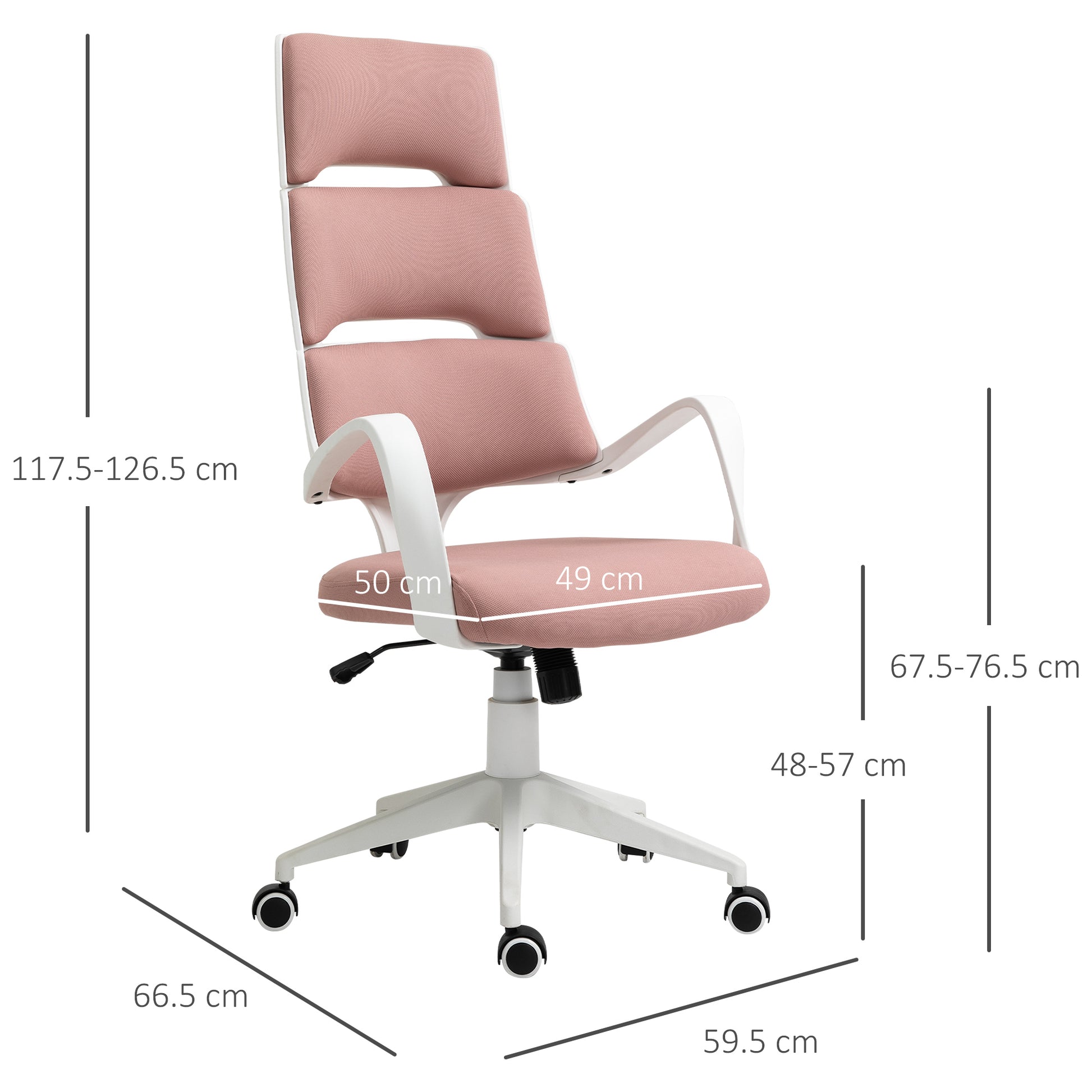 Vinsetto Stylish Ergonomic High Back Office Chair in Pink - 360° Swivel with Foam Padding and Wide Armrests - ALL4U RETAILER LTD