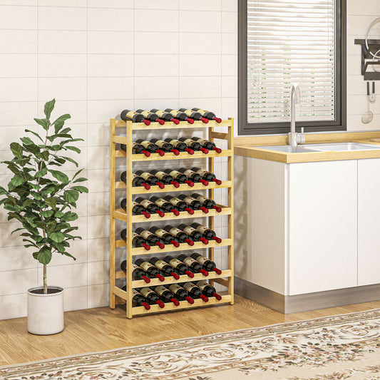 HOMCOM 42-Bottle Pine Wood Wine Rack - Space-Saving Design with Protective Finish - ALL4U RETAILER LTD