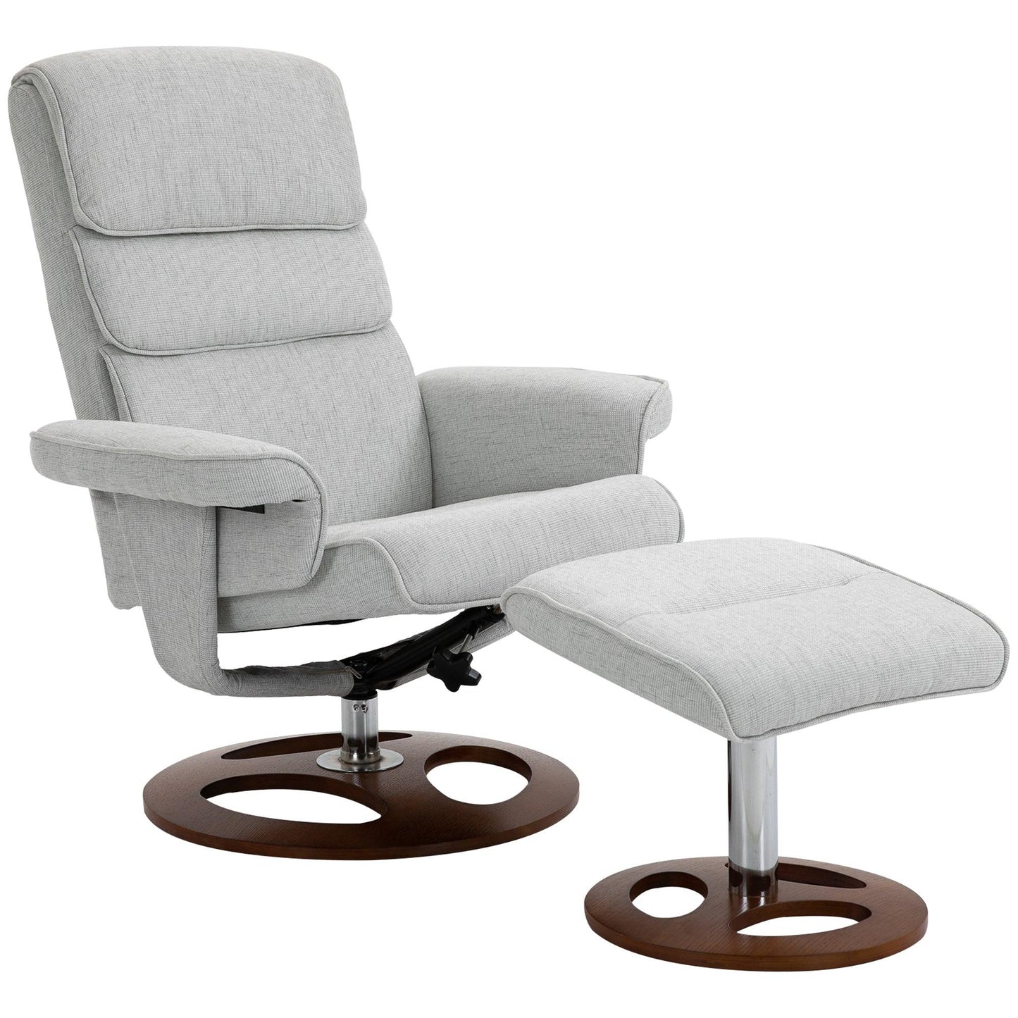 HOMCOM Recliner Chair Ottoman Set 360° Swivel Sofa Wood Base Grey - ALL4U RETAILER LTD