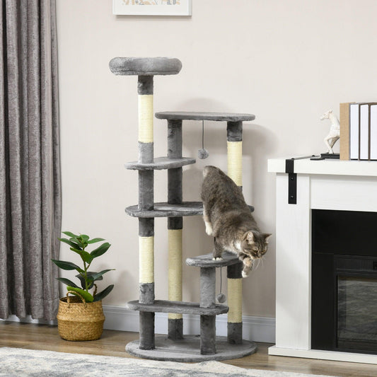 PawHut Cat Tree for Indoor Cats, Modern Cat Tower with Scratching Posts, Bed - ALL4U RETAILER LTD