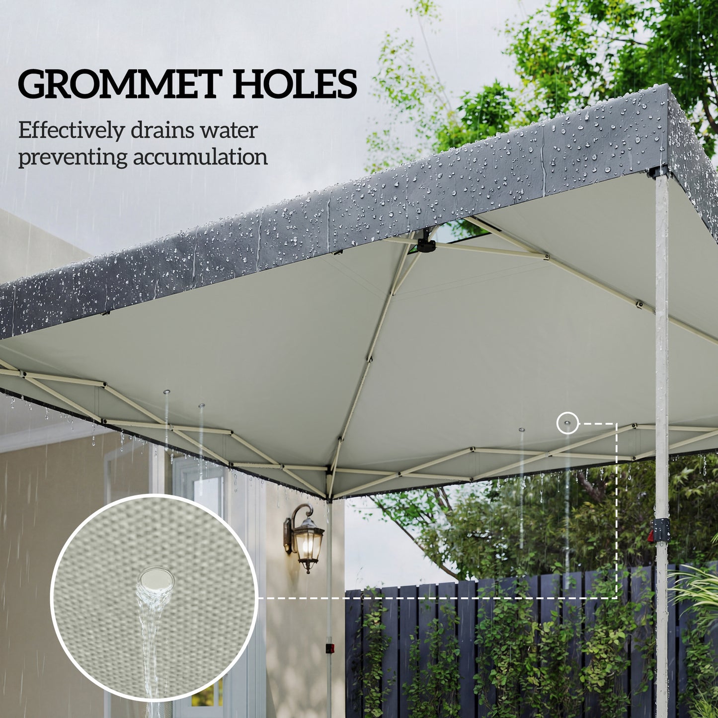 Outsunny Gazebo Roof Replacement UV50 Plus Waterproof Pop Up Canopy Cover With Eight Drainage Holes 3x3m Dark Grey