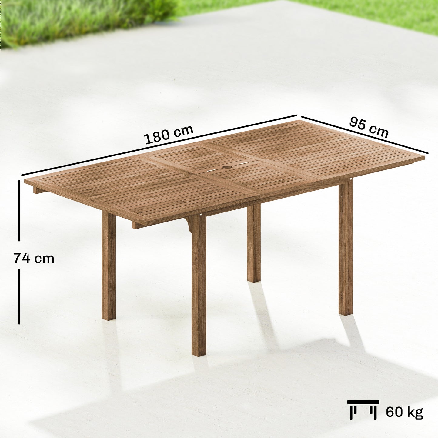 Outsunny Extending Garden Table For 6-8 With Hidden Butterfly Extension Acacia Wood Slatted Top For Balcony