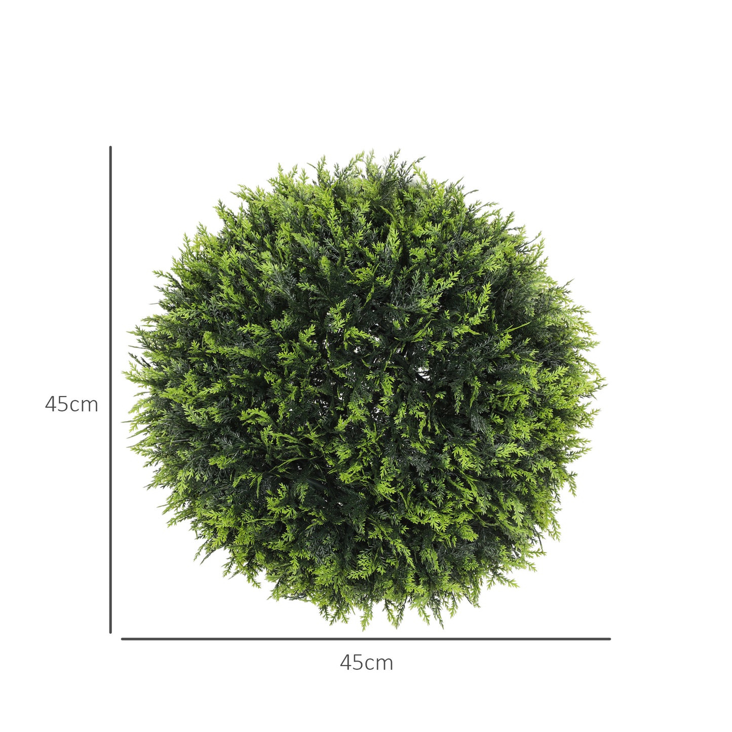 HOMCOM Set of 2 UV Protected Artificial Plant Topiary Balls 45cm Green for Indoor and Outdoor Decor