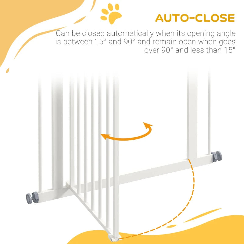 PawHut Pressure Fit Dog Stair Gate - No Drilling Safety Gate with Auto Close for Doorways and Hallways - Adjustable 74-80cm Width, 94cm Height - White - ALL4U RETAILER LTD