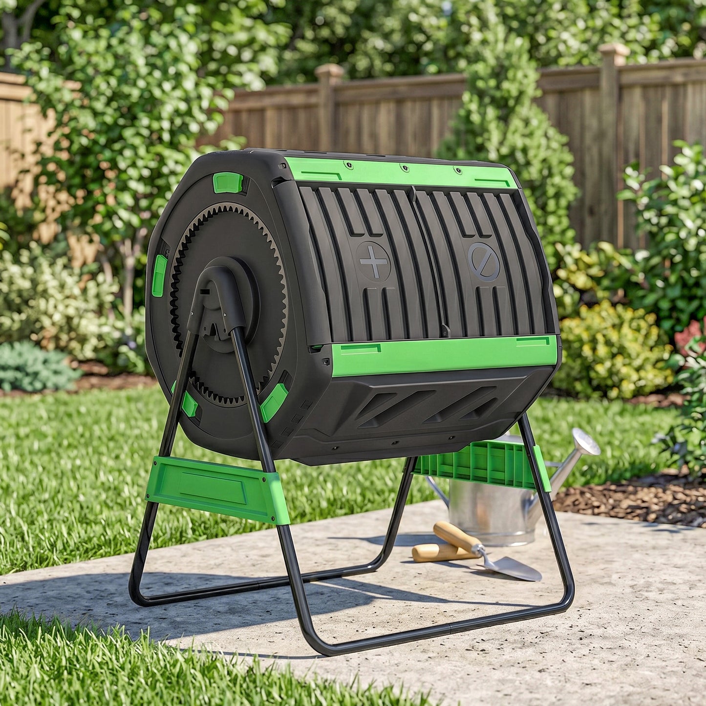 Outsunny 200L Dual Chamber Tumbling Compost Bin With Adjustable Vents BPA Free Green Garden Recycler