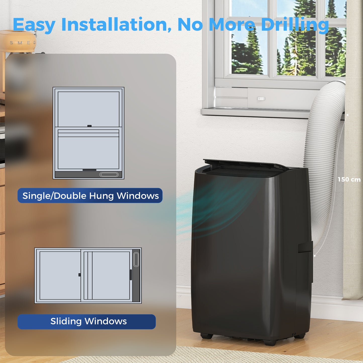 HOMCOM Portable Air Conditioner 12000 BTU 4 In 1 Dehumidifier Cooling Fan With Child Lock For Rooms Up To 35 Sqm