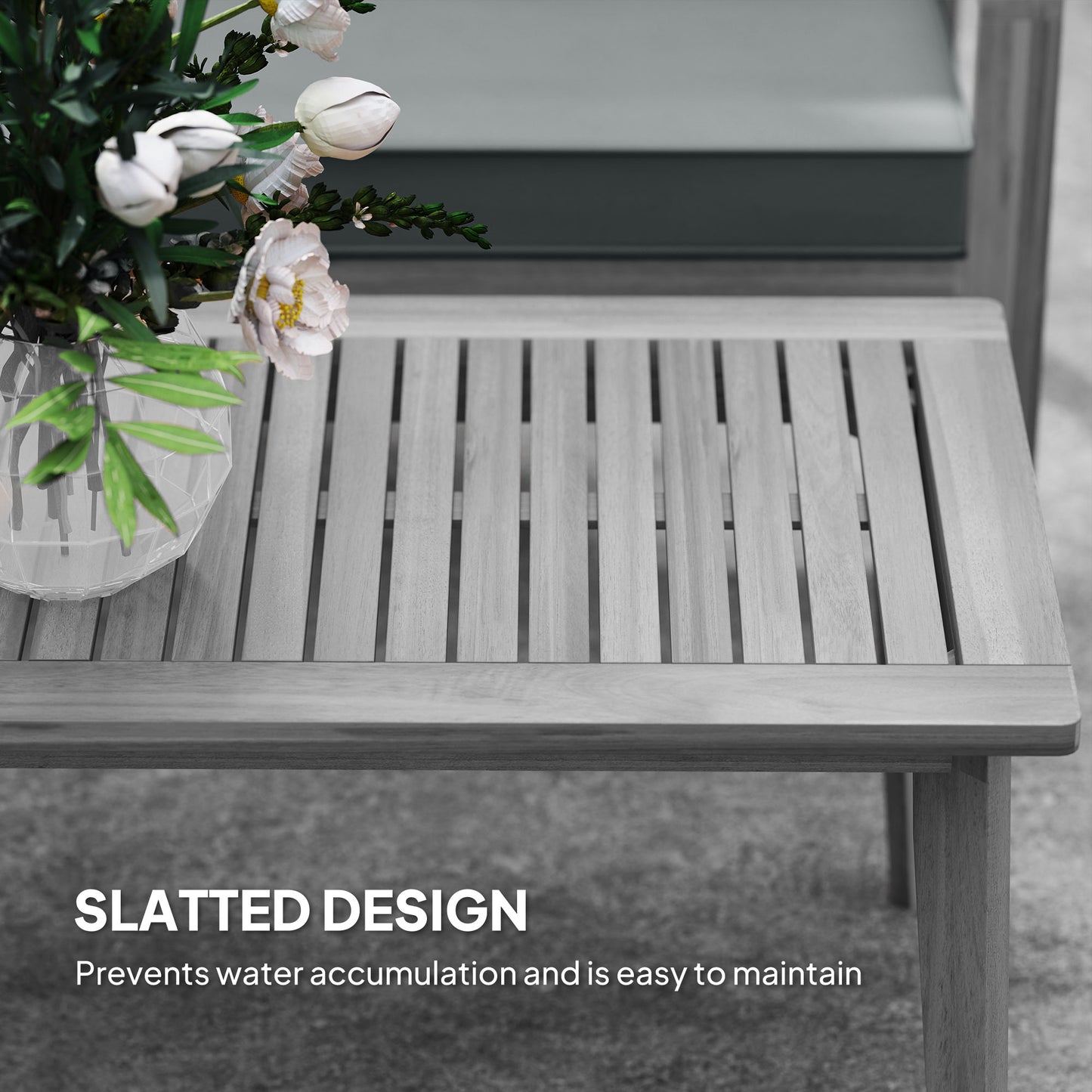 Outsunny 4 Piece Wooden Garden Furniture Set With Cushions In Light Grey For Patio