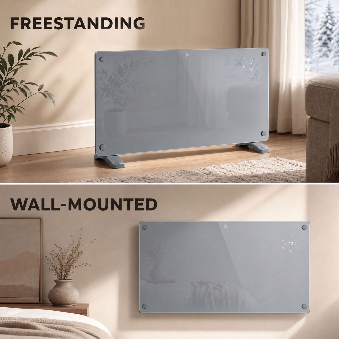 HOMCOM 2000W Smart Panel Heater With Wall Mount Timer And Anti Frost
