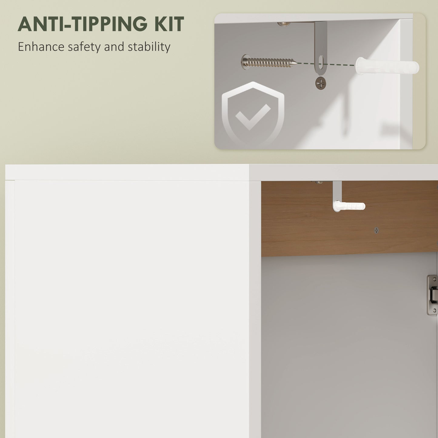 HOMCOM Under Sink Bathroom Storage Cabinet With Soft Close Doors White For Basin Without Pedestal