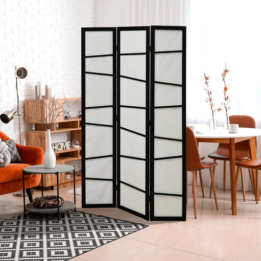 HOMCOM Stylish Wooden Three-Panel Room Divider with Rice Paper Fabric, Freestanding Privacy Screen for Home Spaces - White - ALL4U RETAILER LTD