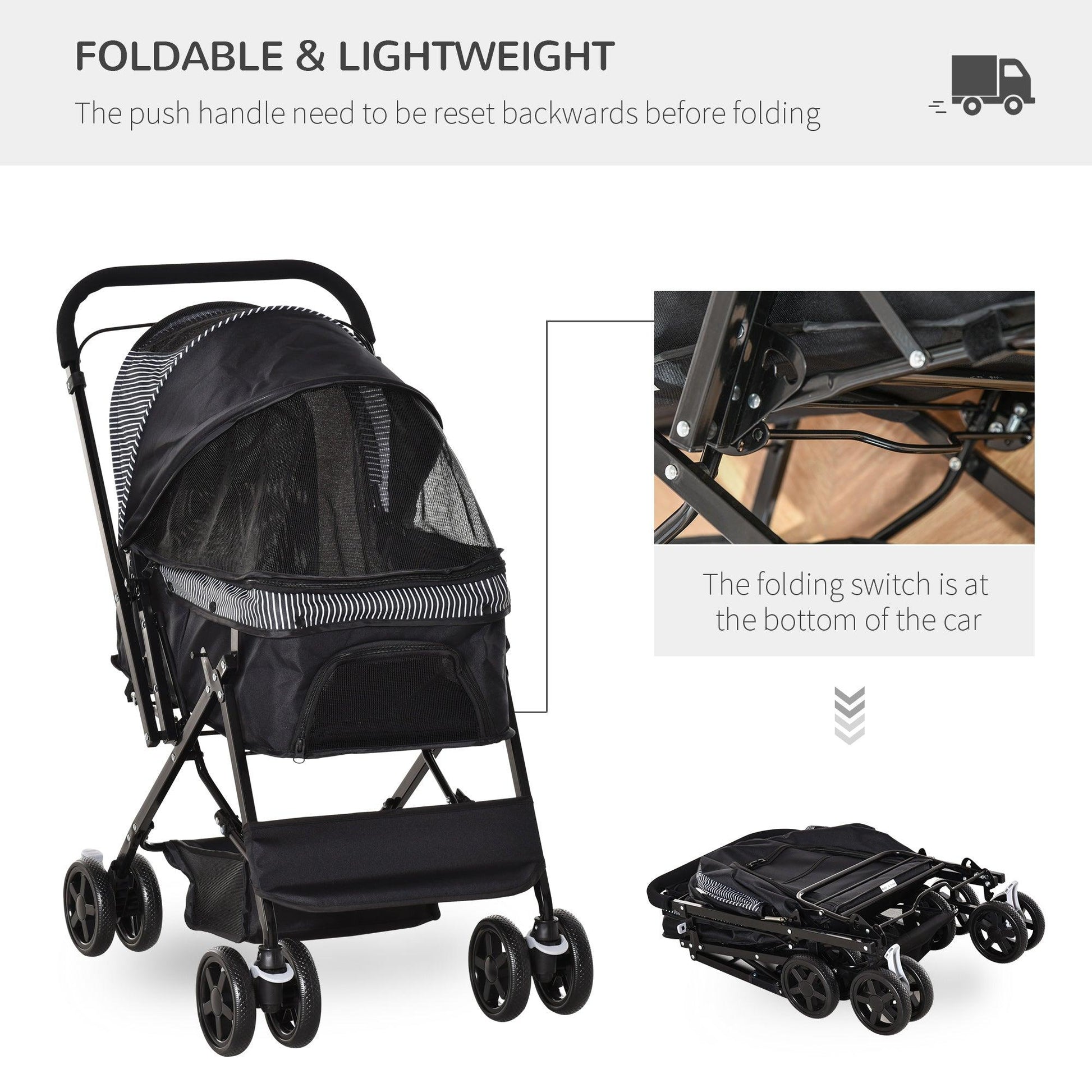 PawHut Pet Stroller Foldable Travel Carriage - ALL4U RETAILER LTD