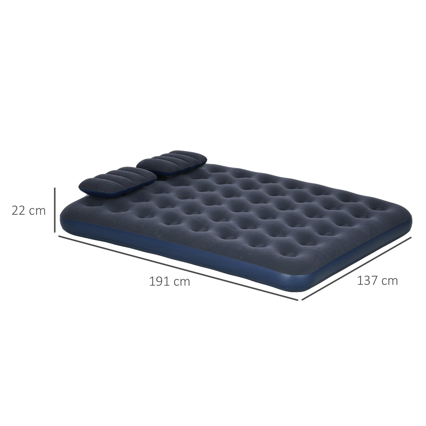 Outsunny Cozy Double Inflatable Mattress: Quick Inflate Air Bed with Pump, Sturdy & Bright Blue Design - ALL4U RETAILER LTD