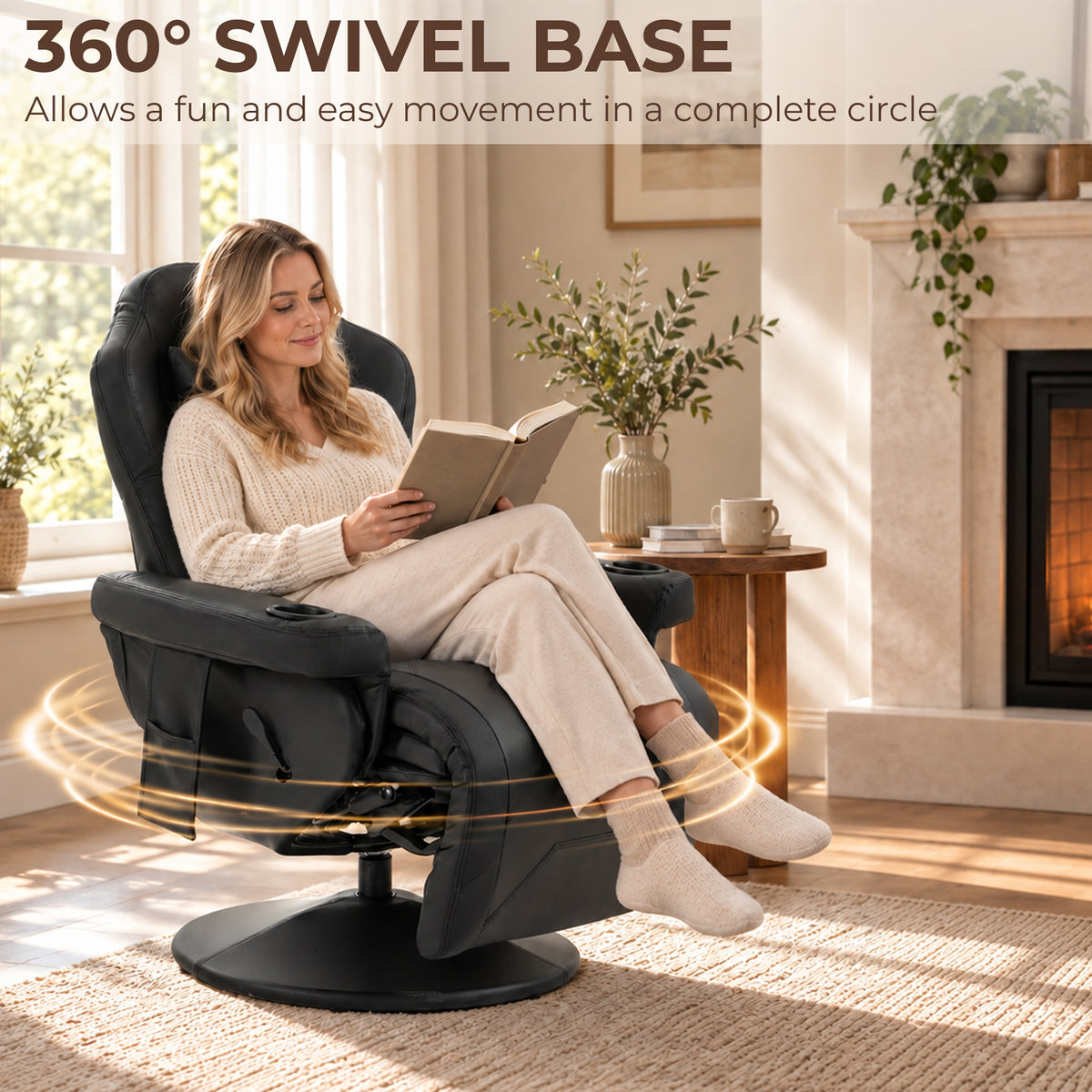 HOMCOM PU Leather Manual Recliner Chair With Adjustable Footrest
