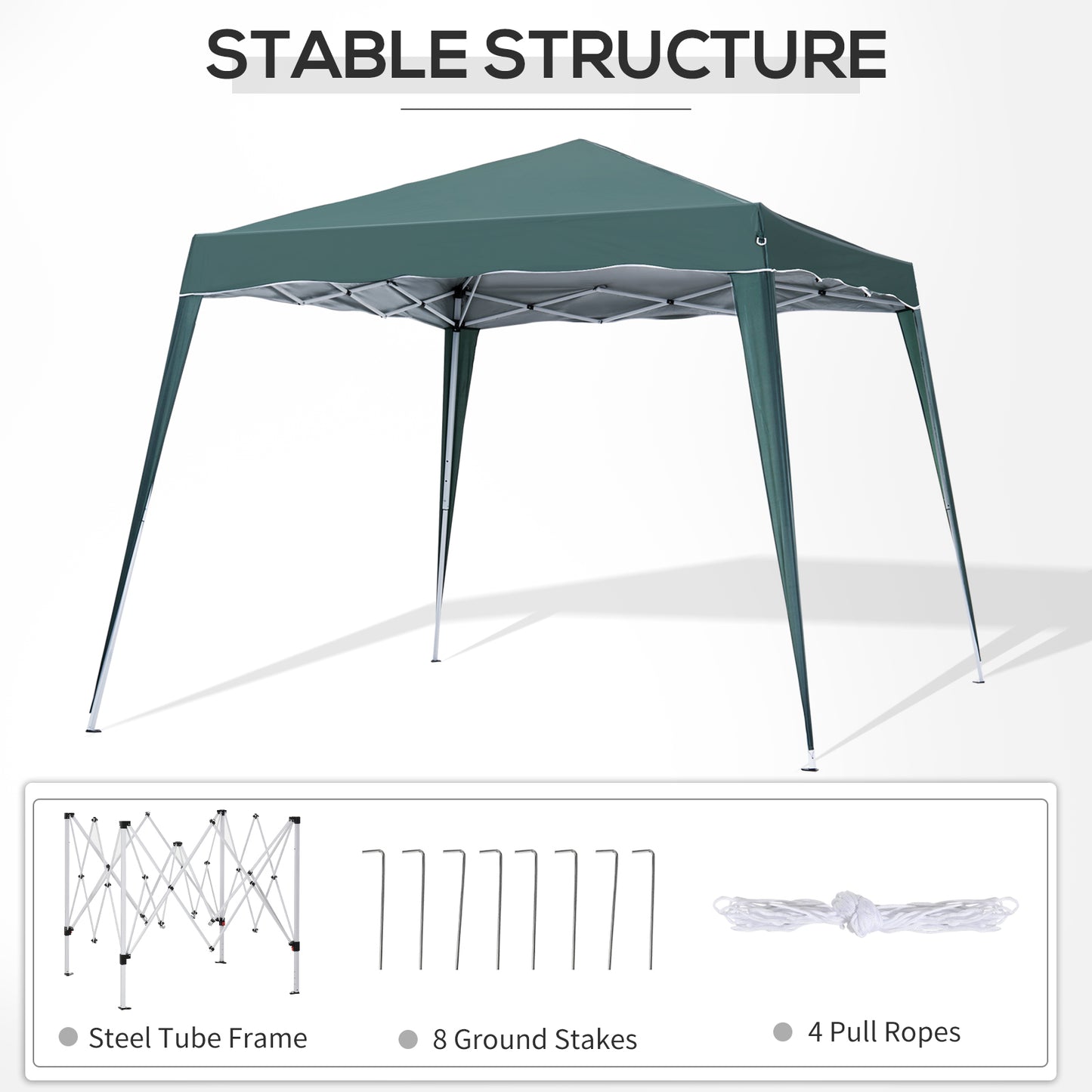 Outsunny 3m Base and 2.5m Pop Up Gazebo with Carry Bag Height Adjustable Slant Leg Party Tent for Garden Patio Green