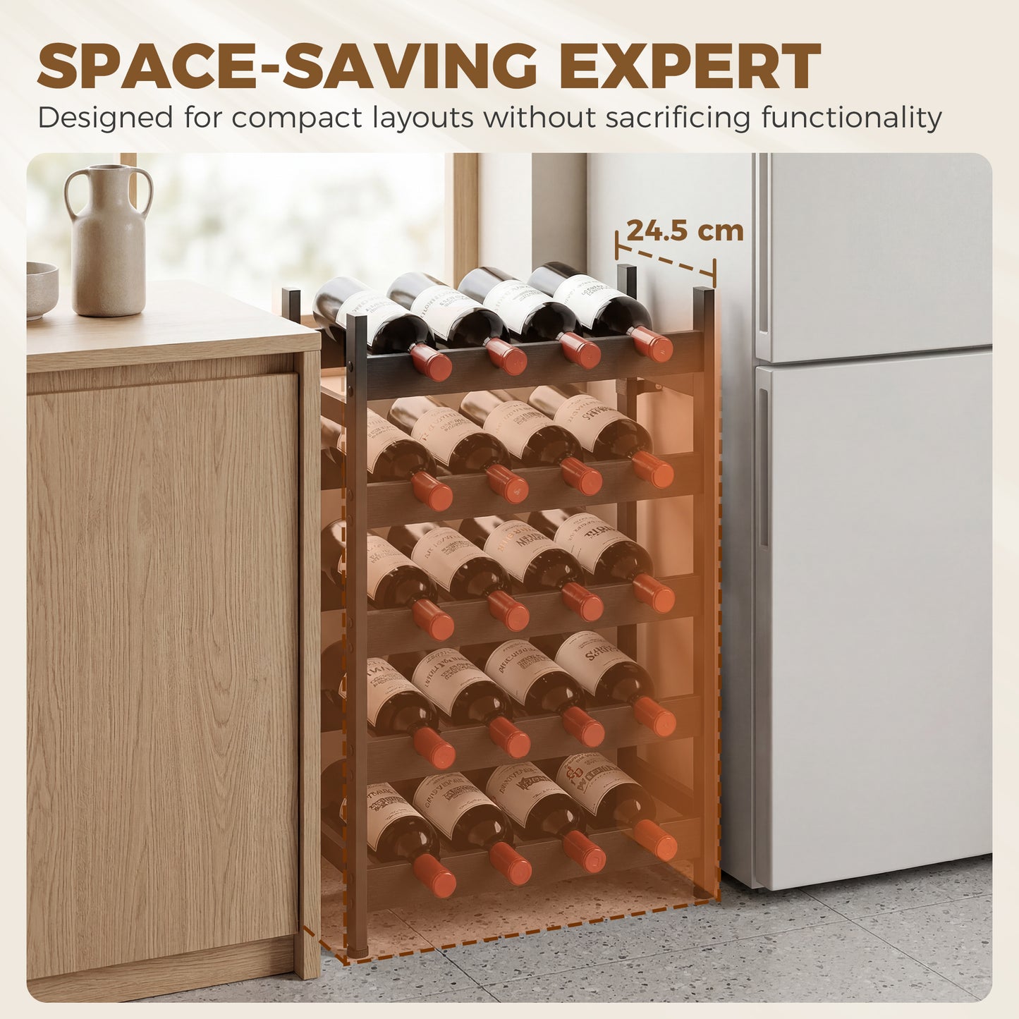 HOMCOM Freestanding 5 Tier Wine Rack Holds 20 Bottles Industrial Steel Bar Cabinet With Adjustable Feet Black