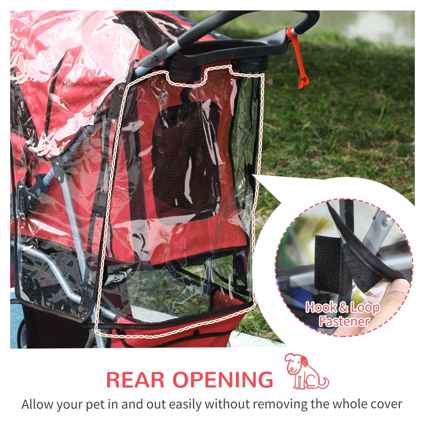 PawHut Mini Dog Stroller with Rain Cover, Folding Pet Pram - Red - ALL4U RETAILER LTD