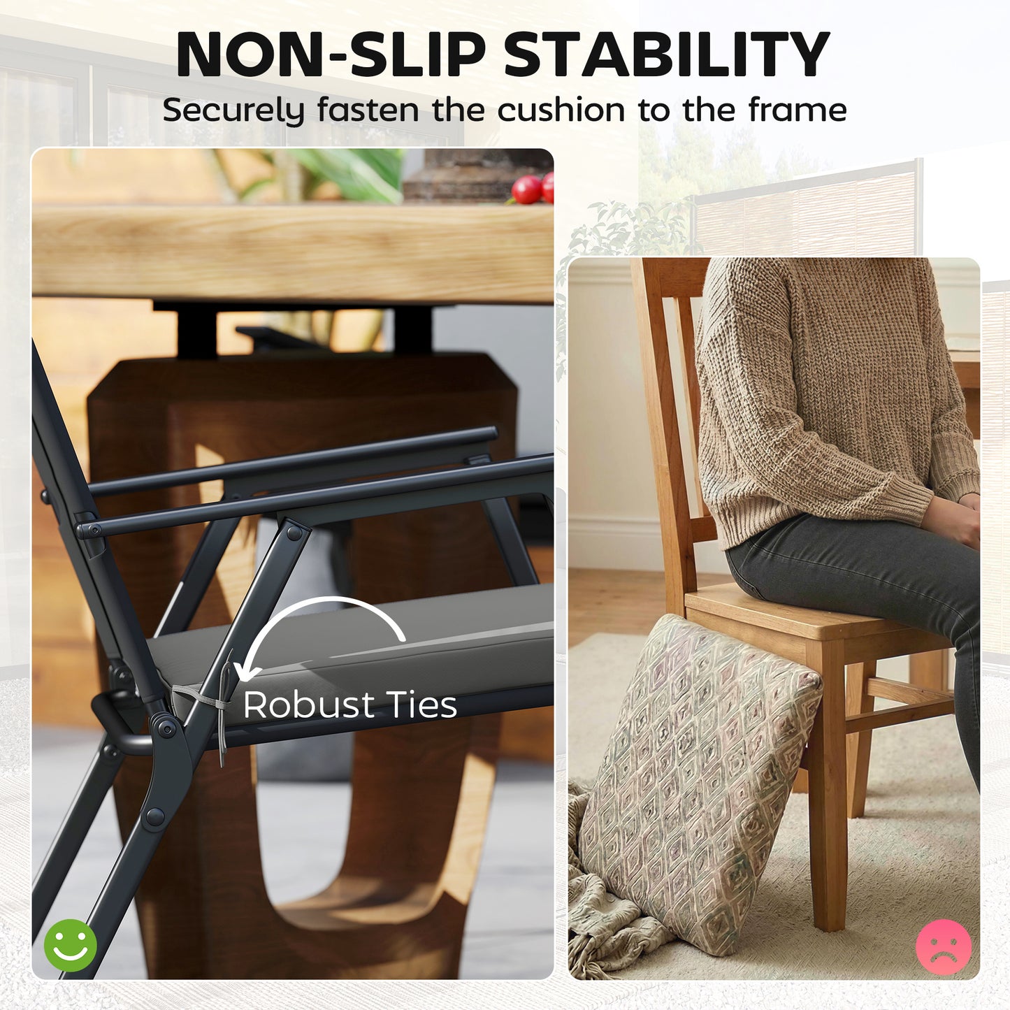 Outsunny Set of 6 Outdoor Seat Cushions Machine Washable Covers Water Repellent Dark Grey
