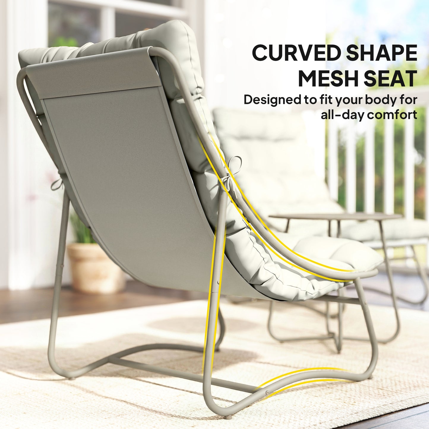 Outsunny 3 Piece Garden Bistro Set With Round Outdoor Table And Chairs For Two Texteline Seats And Cushions Light Grey