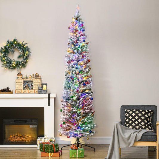 HOMCOM 7.5' Artificial Christmas Tree with Flocked Tips - ALL4U RETAILER LTD
