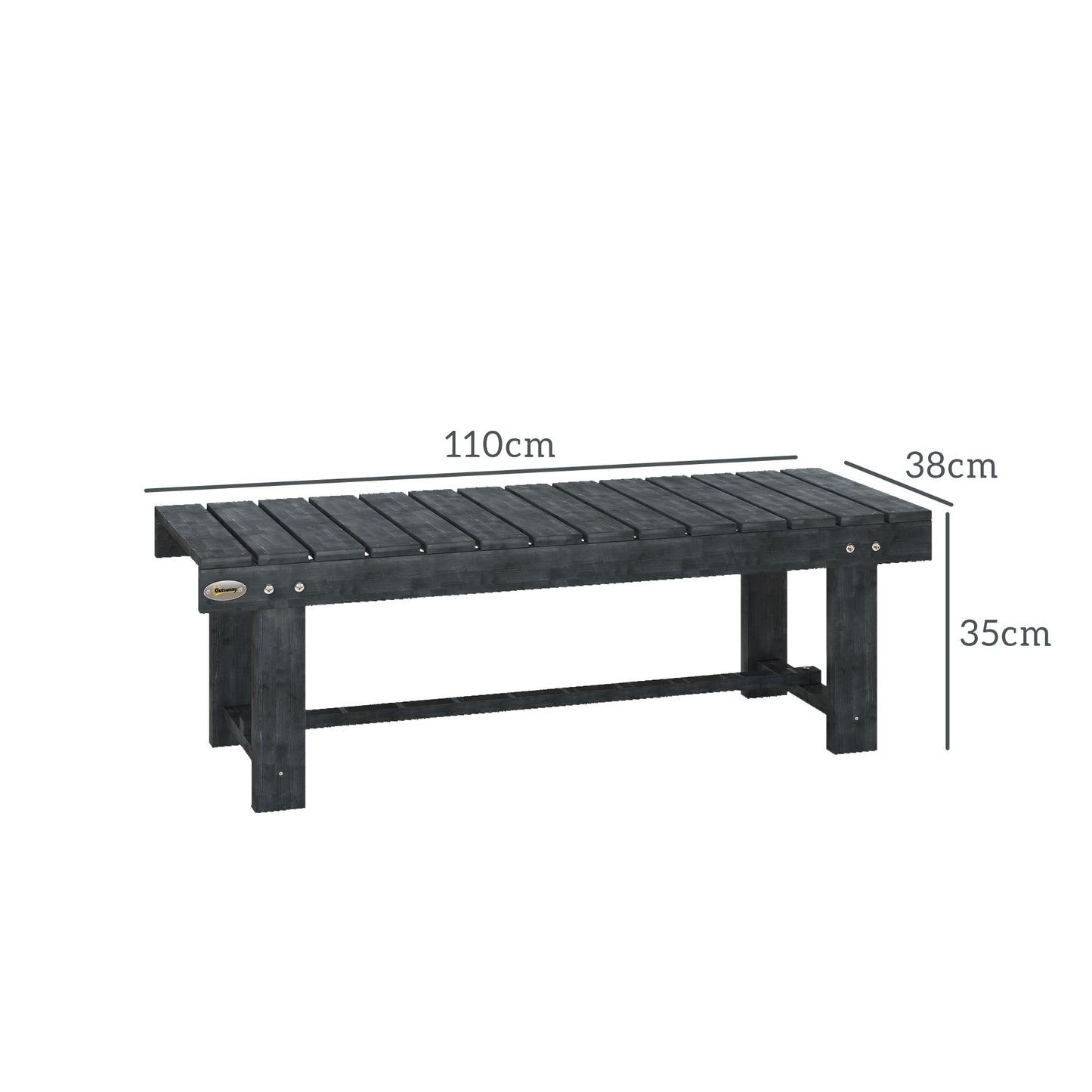 Outsunny 2 Seater Garden Wooden Bench Grey Outdoor Patio Furniture Slatted Comfort