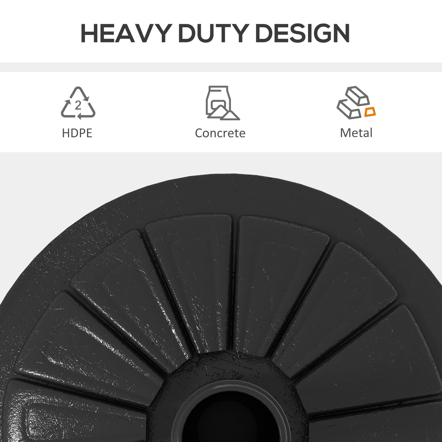 Outsunny Heavy Duty Concrete Umbrella Base Holder With Steel Pole Round Parasol Stand For Patio Garden Outdoor Black