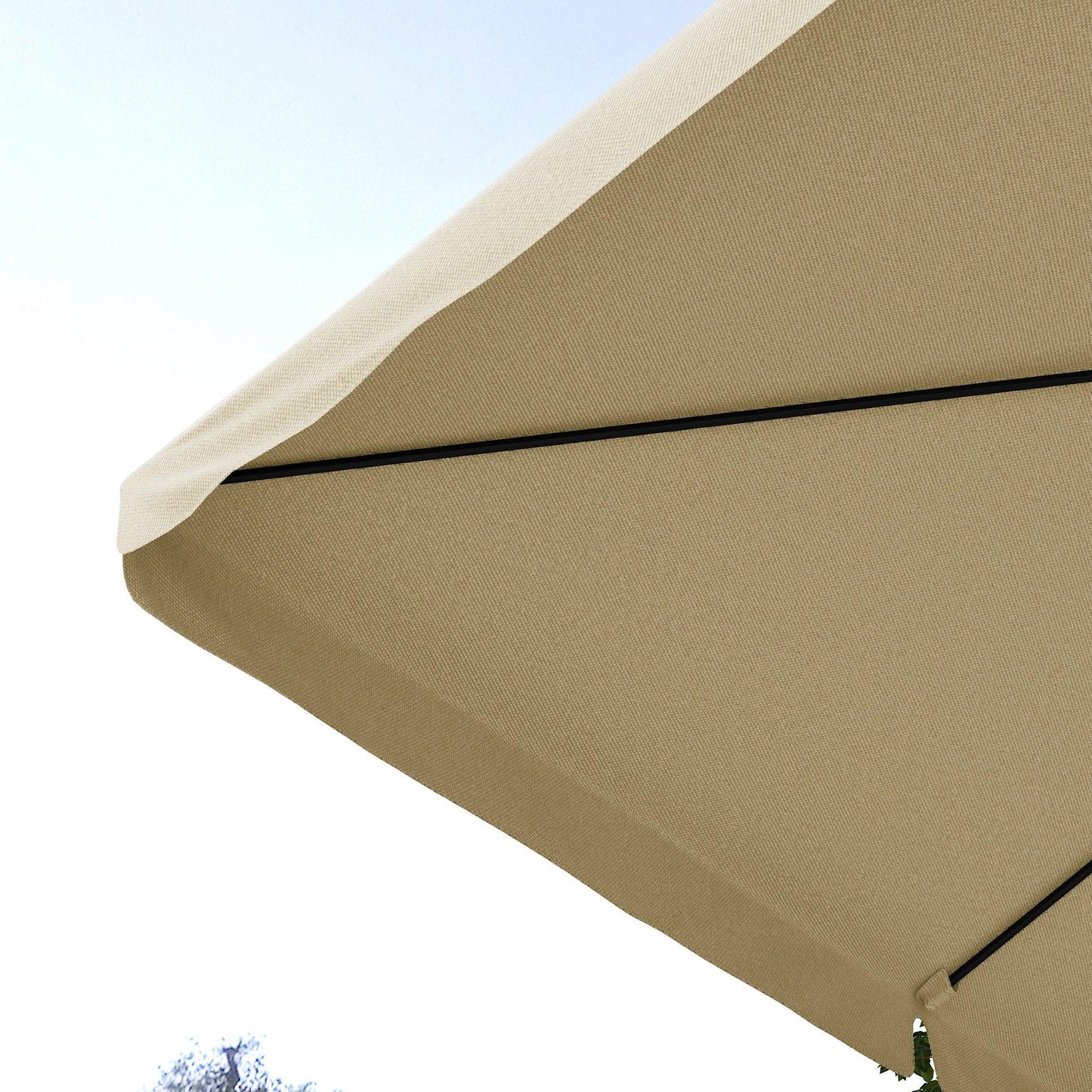 Outsunny 3(m) Cantilever Roma Parasol, Hanging Garden Parasol, Aluminium Square Patio Umbrella with Crank Handle and Tilt, Outdoor Patio Sun Shade with Vented Top, 8 Ribs, Cross Base, Khaki - ALL4U RETAILER LTD