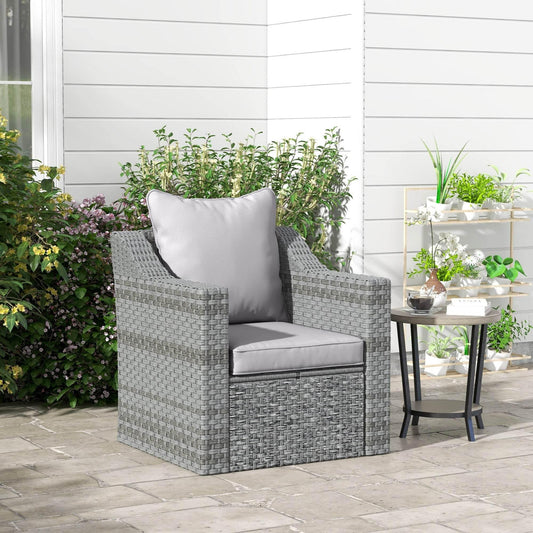 Outsunny Light Grey Outdoor Seat and Back Cushion Set for Patio Chairs - Replacement Cushions - ALL4U RETAILER LTD