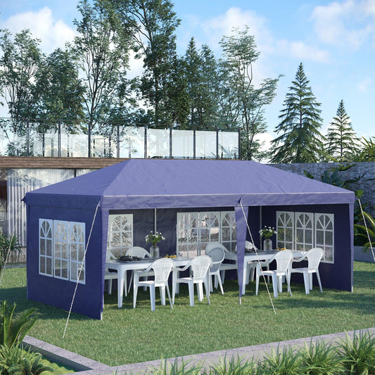 Outsunny 3 x 6m Heavy Duty Gazebo Marquee Party Tent with Storage Bag Blue - ALL4U RETAILER LTD
