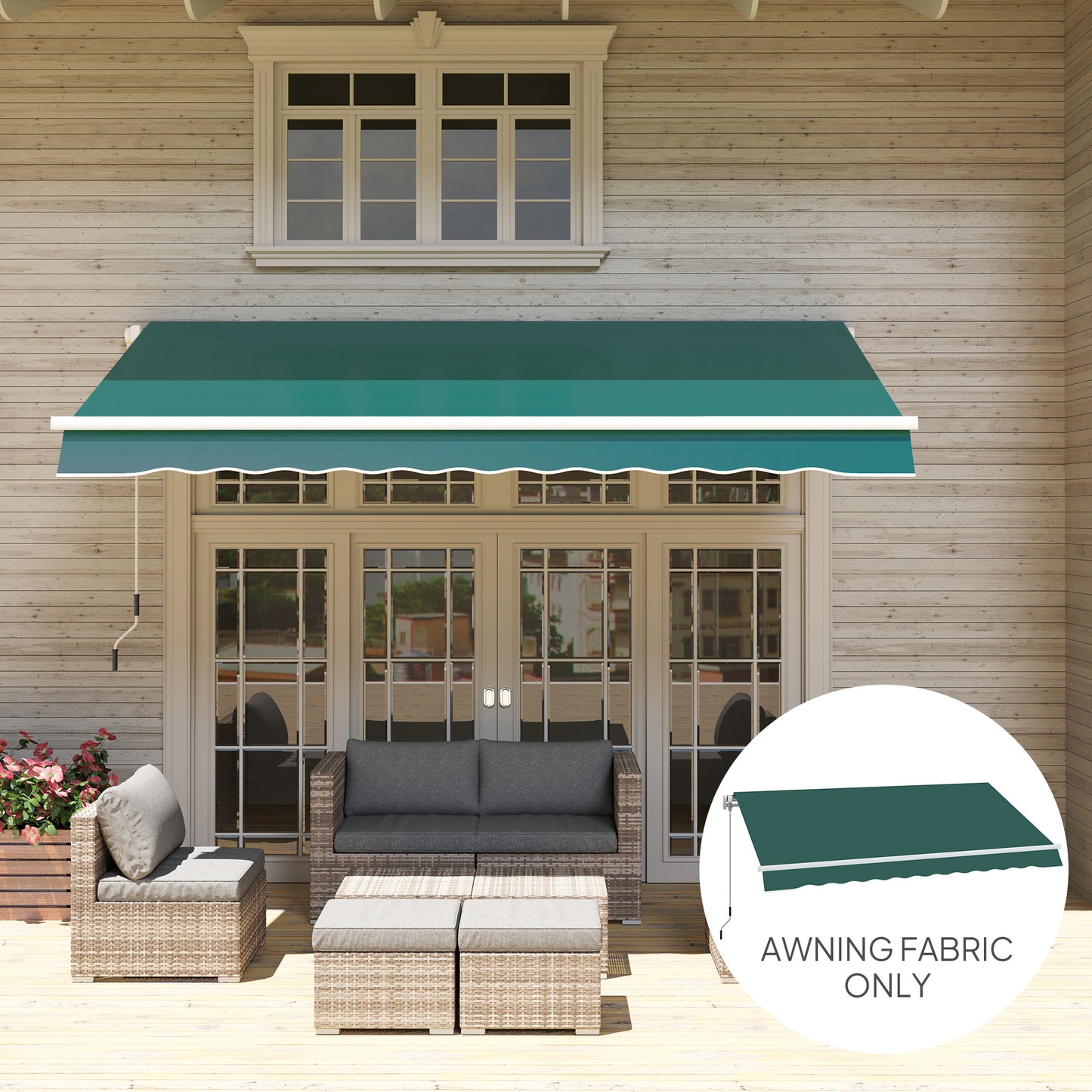 Outsunny Awning Replacement Canopy Water Resistant UPF 50 Sun Shade Cover For 3 X 2.5 M Garden Awning Fabric Only Green